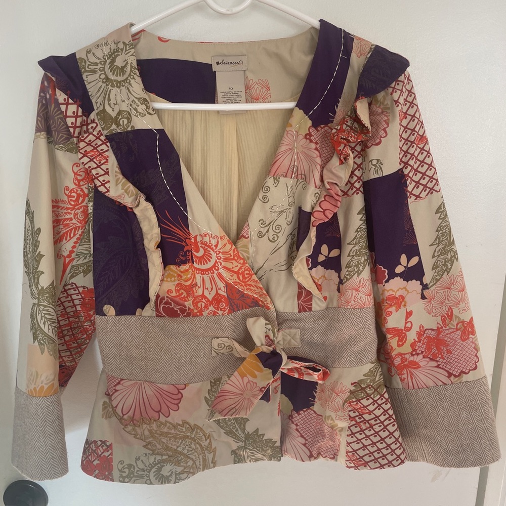 Anthropologie Elevenses floral jacket size 10 EUC